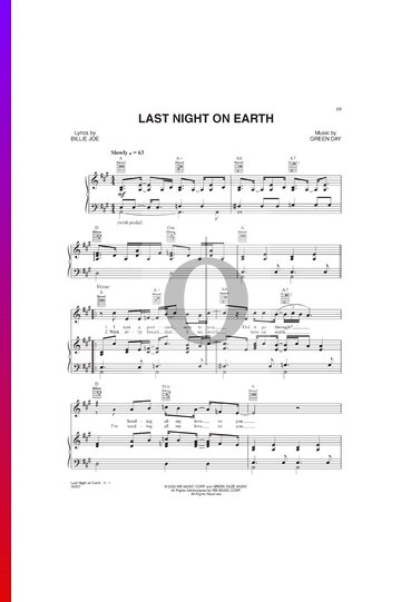 Last Night On Earth Musik-Noten