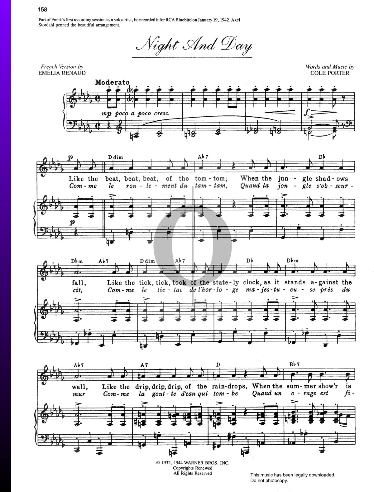 superávit Nacarado salto Night And Day Partitura » Frank Sinatra (Piano, Voz) | Descarga PDF - OKTAV