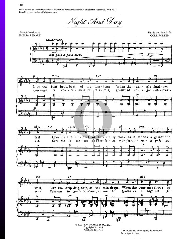 Night And Day (Frank Sinatra) Piano Sheet Music - OKTAV