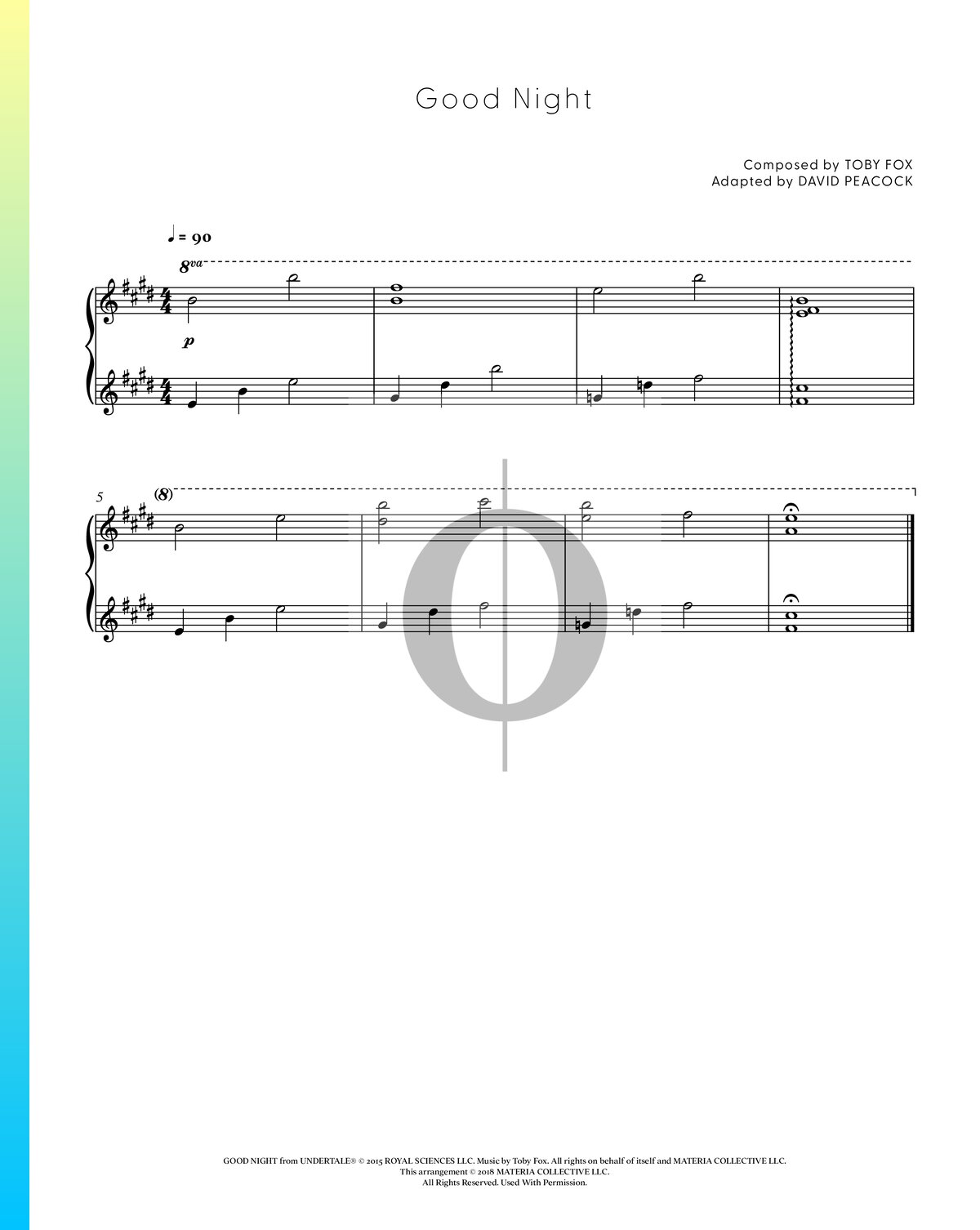 Good Night (Toby Fox) Piano Sheet Music - OKTAV