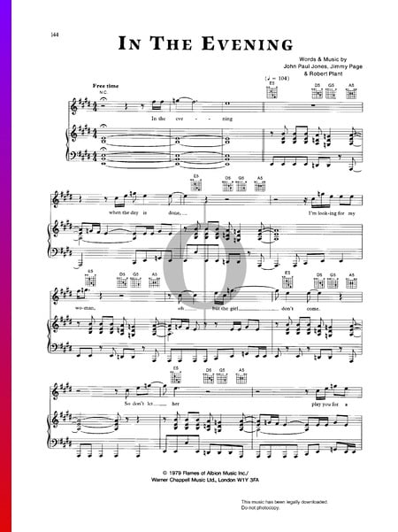 In The Evening Partitura