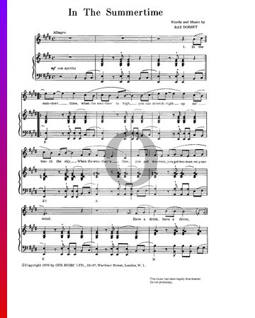 In The Summertime Partitura