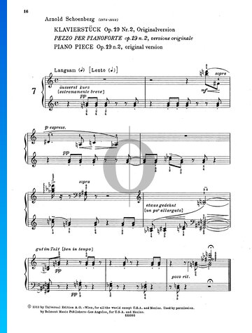 Piano Piece, Op. 19 No. 2 Partitura