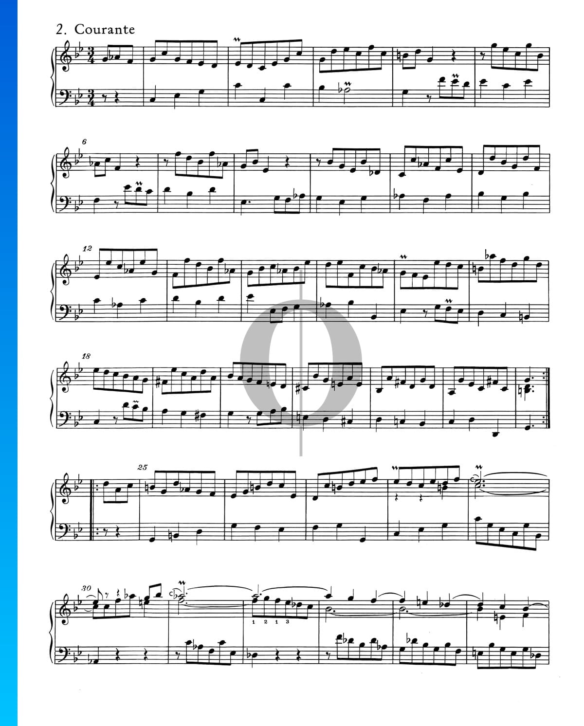 French Suite No. 2 C Minor, BWV 813: 2. Courante Sheet Music (Piano ...