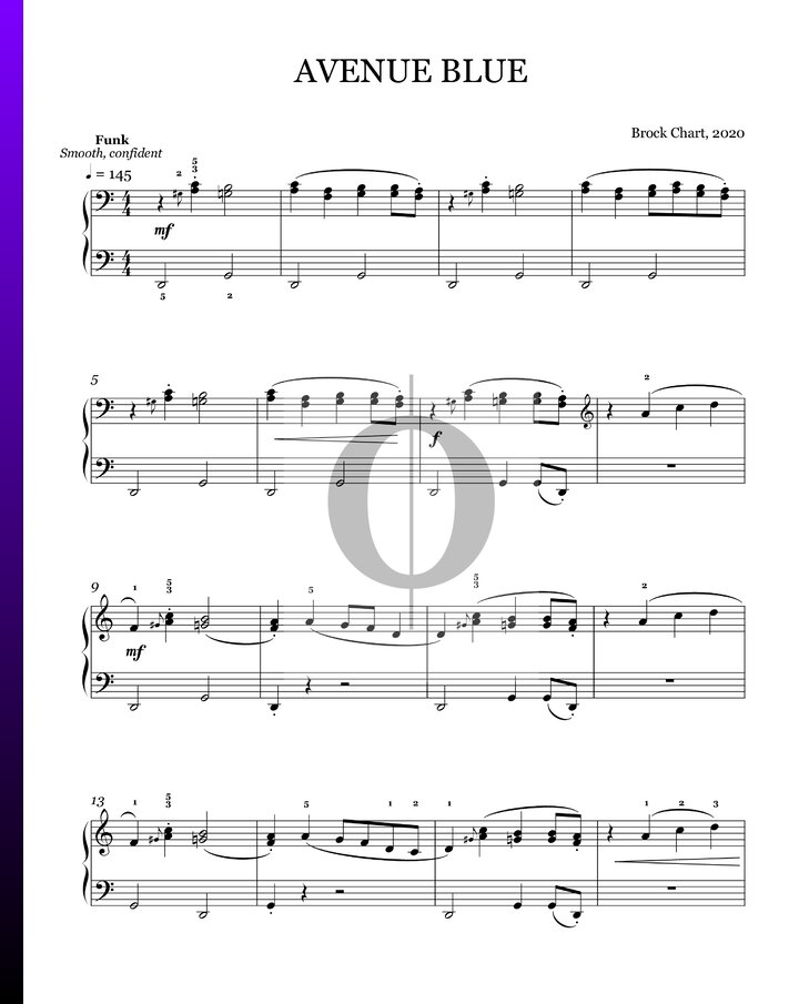Avenue Blue (Brock Chart) Piano Sheet Music OKTAV