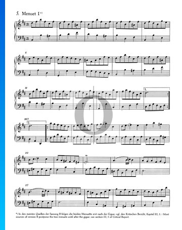 Partition Suite Française No. 3 Si bémol mineur, BWV 814: 5./6. Menuet I et II