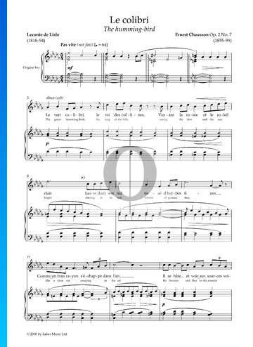 Le Colibri, Op. 2 Nr. 7 Musik-Noten