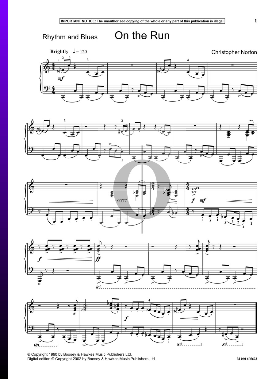 On The Run (Christopher Norton) Piano Sheet Music - OKTAV