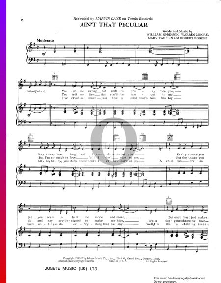 Ain't That Peculiar Sheet Music