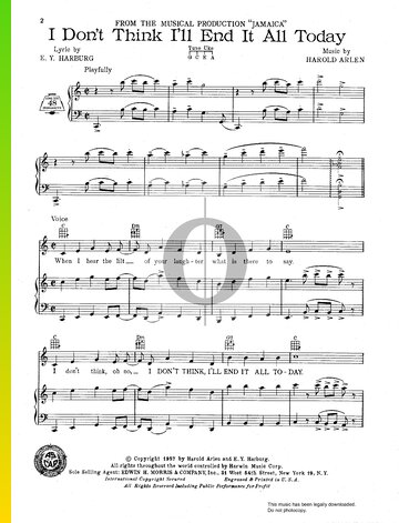 I Don't Think I'll End It All Today Sheet Music