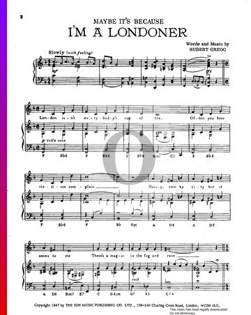 Maybe It's Because I'm A Londoner Sheet Music