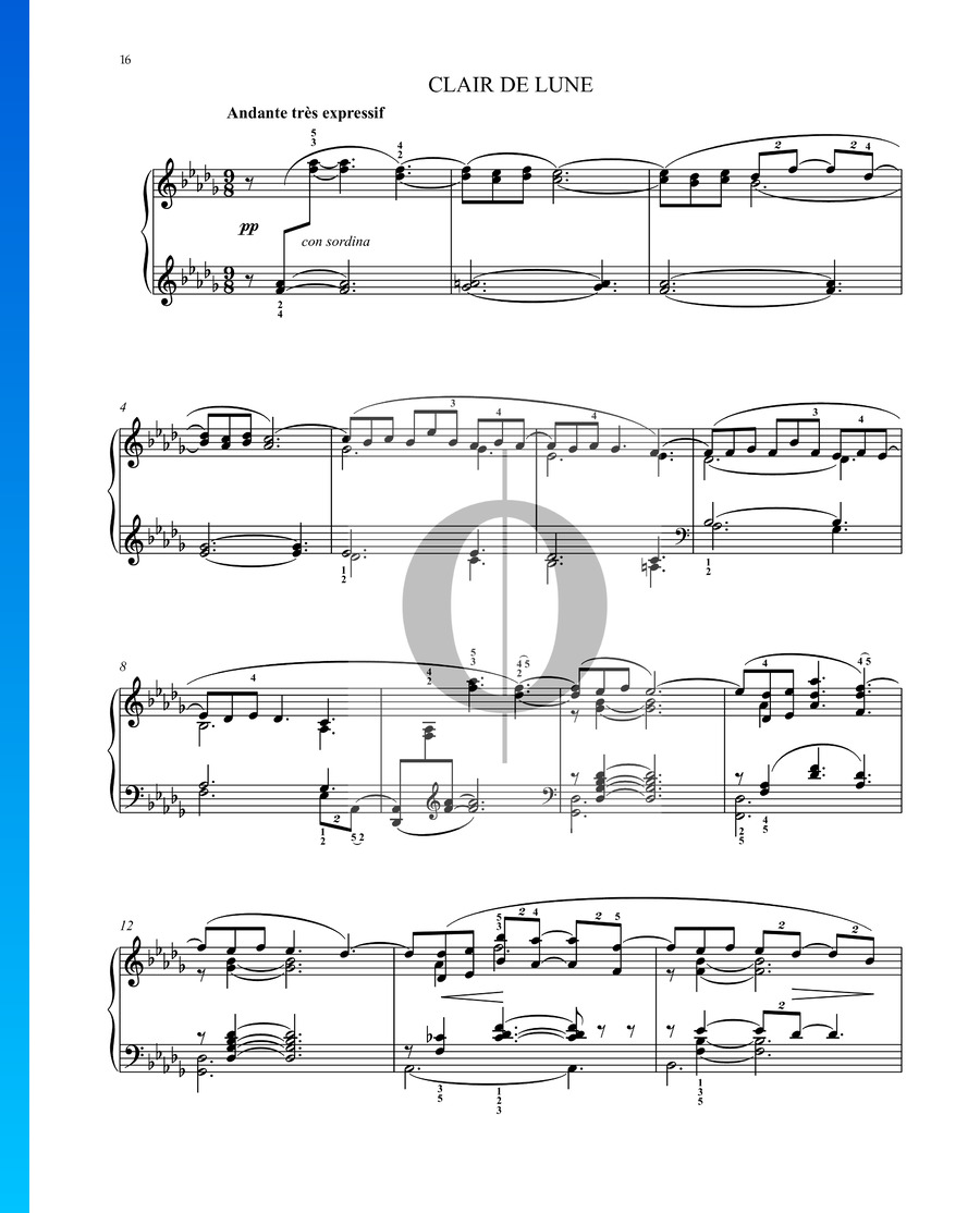 Clair De Lune Klaviernoten (Claude Debussy) OKTAV