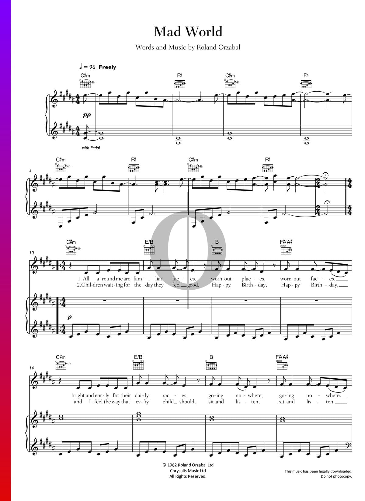 Mad world Sheet music for Violin (Solo)