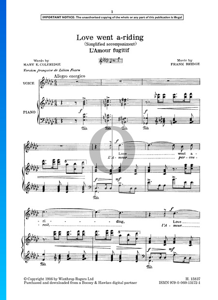 Love Went A-Riding Sheet Music