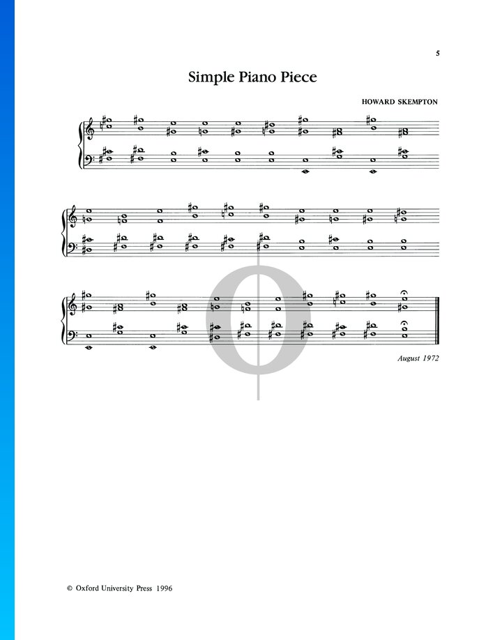 Simple Piano Piece (Howard Skempton) Piano Sheet Music - OKTAV