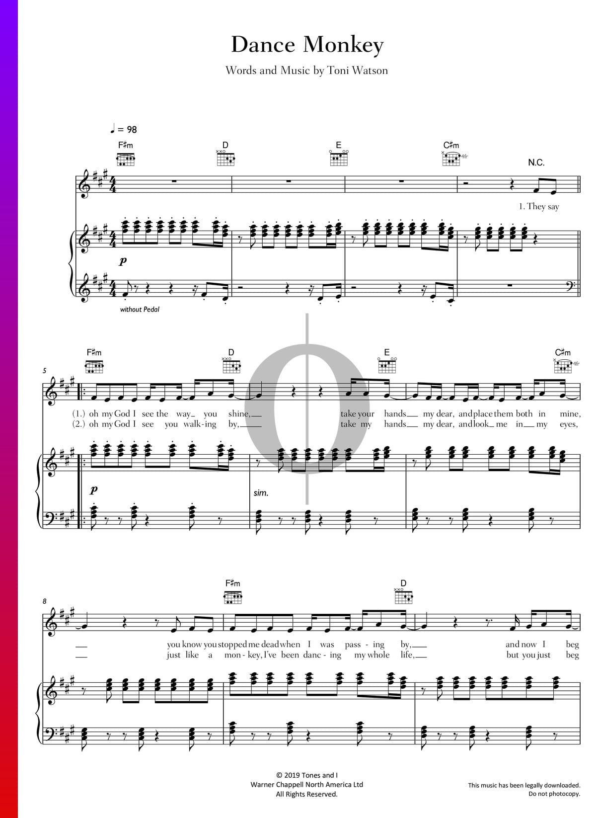 Arqueológico Prescripción vanidad ▷ Dance Monkey Sheet Music (Piano, Guitar, Voice) | PDF Download - OKTAV