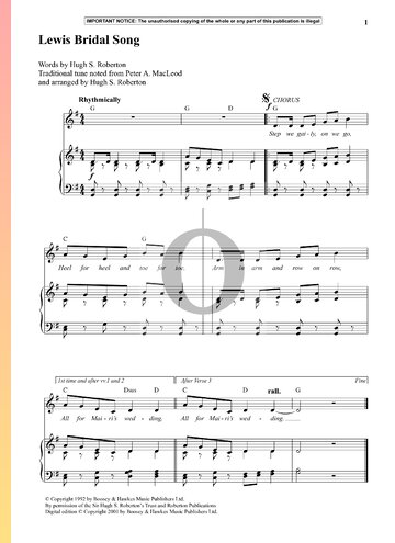 Lewis Bridal Song Sheet Music