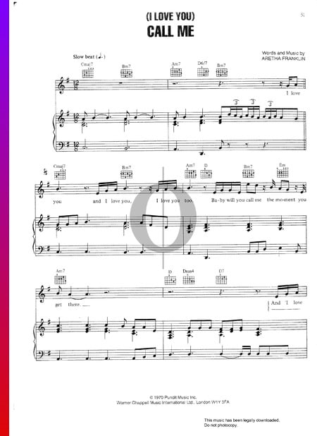 (I Love You) Call Me Musik-Noten
