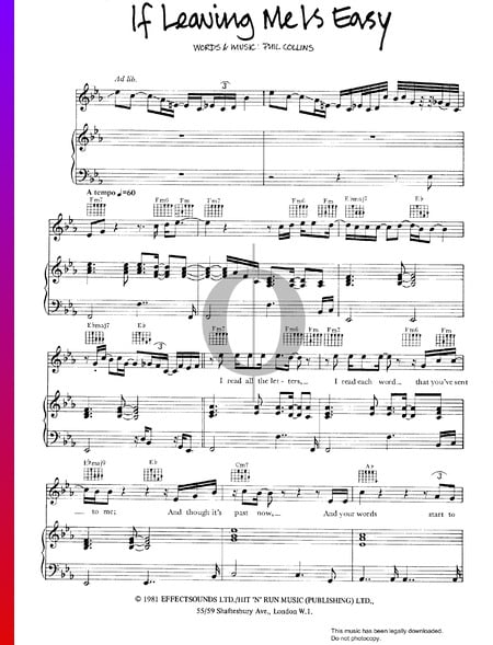 If Leaving Me Is Easy Sheet Music