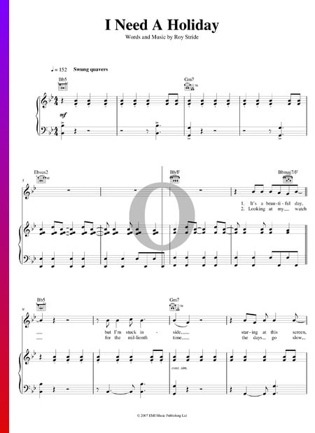 I Need A Holiday Partitura
