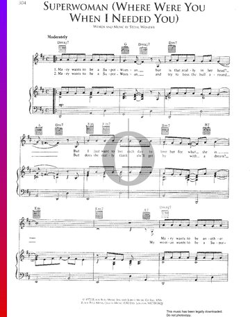 Superwoman (Where Were You When I Needed You) Partitura