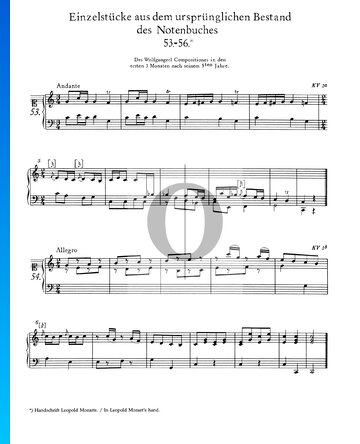 Andante in C Major, KV 1a Sheet Music