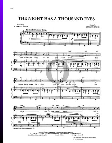 The Night Has A Thousand Eyes Sheet Music
