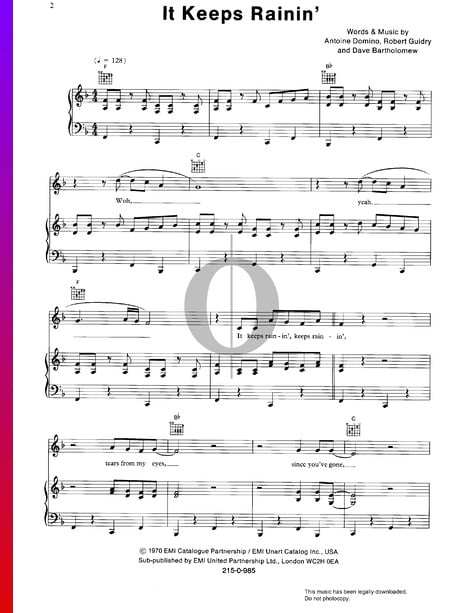 It Keeps Raining Musik-Noten