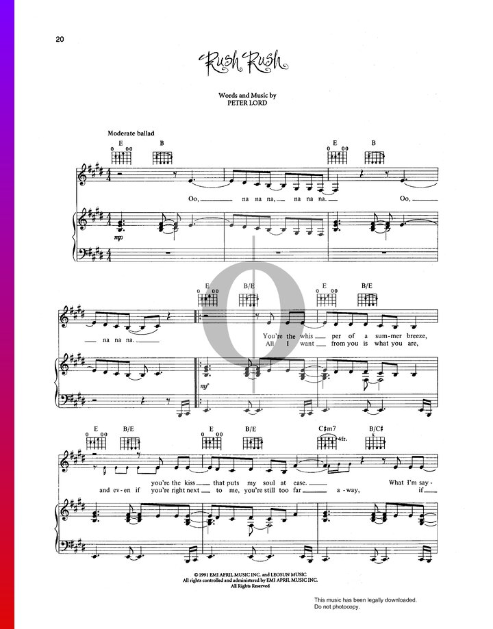 Rush Rush (Paula Abdul) Piano Sheet Music - OKTAV