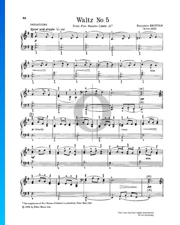 Five Waltzes, Op. 3: Waltz No. 5 Sheet Music