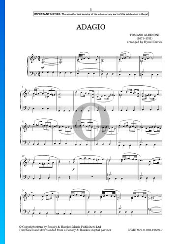 Adagio in G Minor (Giazotto) Sheet Music
