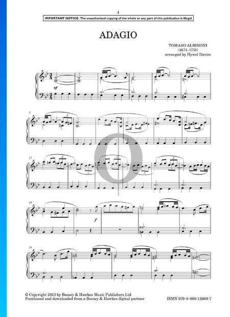 Adagio in g-Moll (Giazotto) Musik-Noten