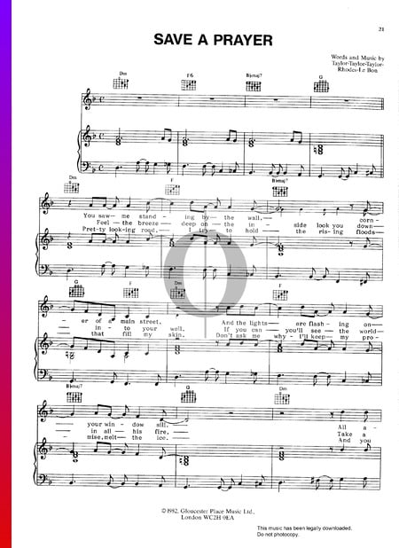 Save A Prayer Musik-Noten