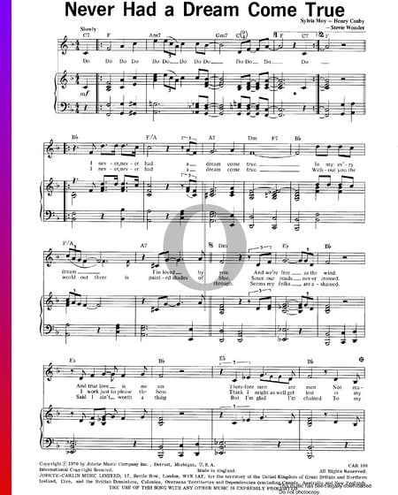 Never Had A Dream Come True Sheet Music