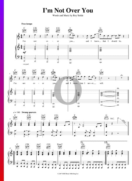 I'm Not Over You Sheet Music