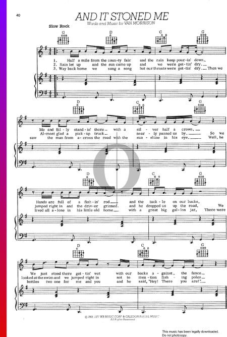 And It Stoned Me Musik-Noten