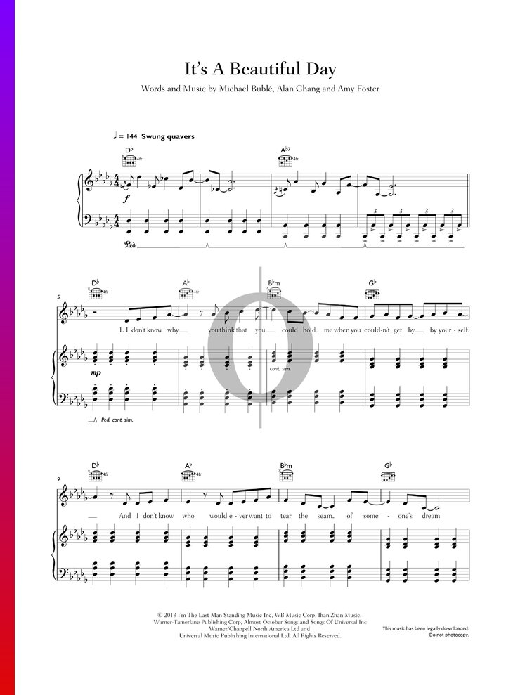 It's A Beautiful Day (Michael Bublé) Piano Sheet Music OKTAV
