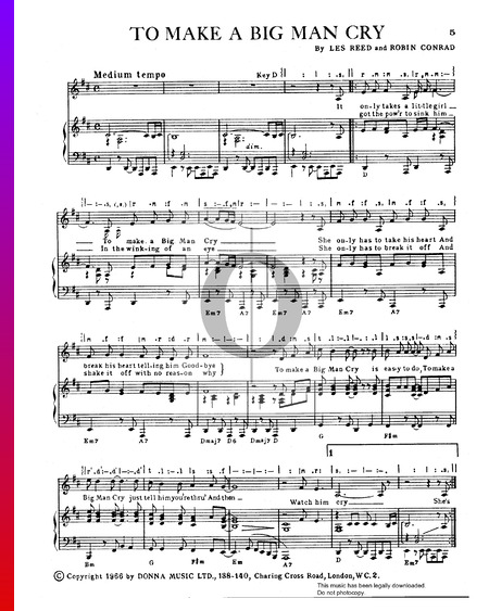 To Make A Big Man Cry Sheet Music
