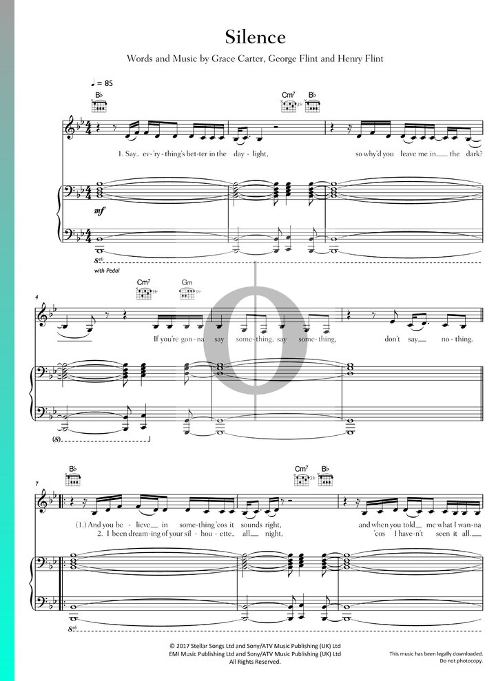 Silence » Grace Carter Partitions de piano OKTAV