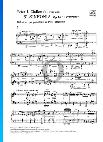 Partition Symphonie no 6 en si mineur, Op. 74 (Pathétique): 1. Adagio