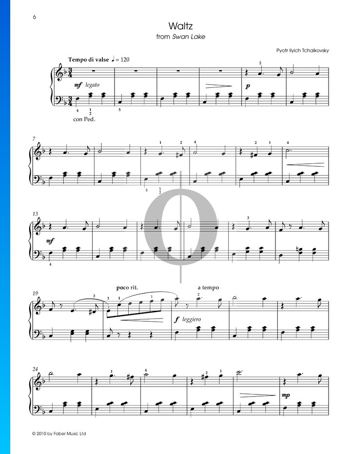 Valse (Le Lac des Cygnes) » Pjotr Iljitsch Tschaikowski Partitions de