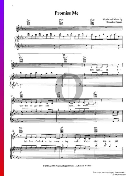 Promise Me Sheet Music
