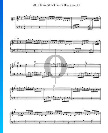 Partition Pièce pour Piano en Sol Majeur, No. 50 (Fragment)