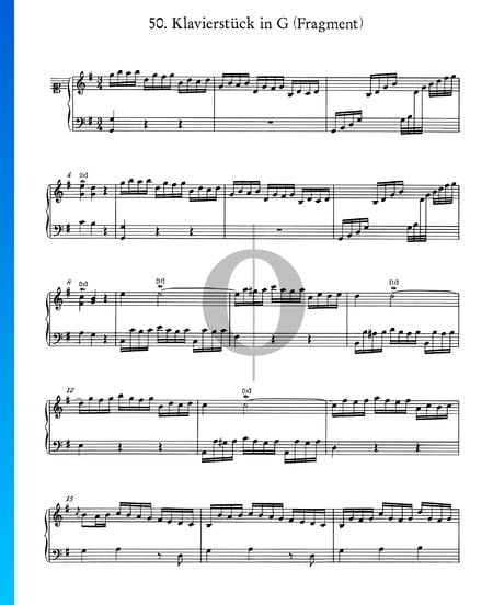 Piano Piece in G Major, No. 50 (Fragment) Sheet Music