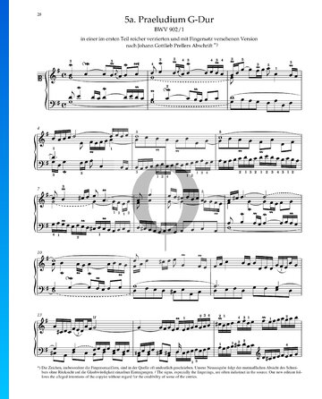 Preludio en sol mayor, BWV 902/ 1 Partitura