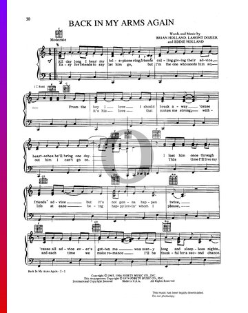 Back In My Arms Again Sheet Music