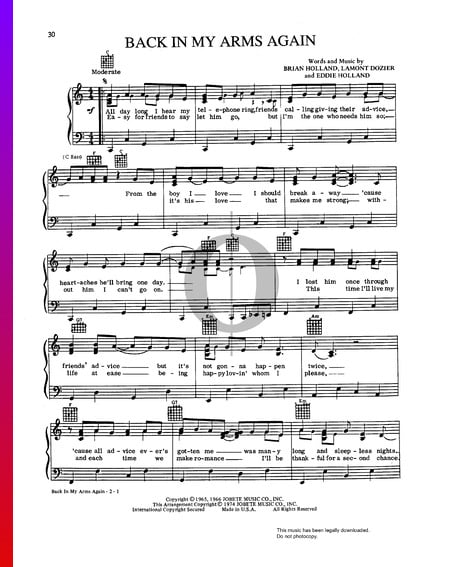 Back In My Arms Again Musik-Noten