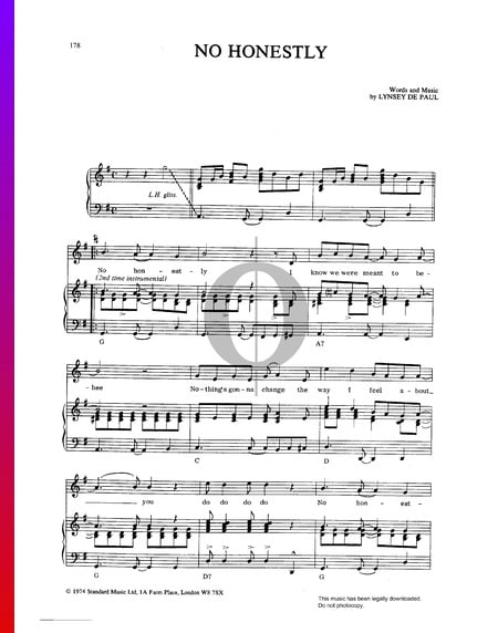 No Honestly Sheet Music