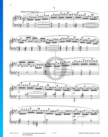 Etude in A Major: Allegro con leggerezza, No. 9 Sheet Music
