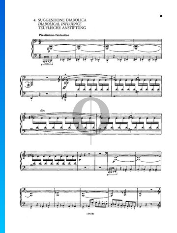 Partition Quatre pièces pour piano, op. 4 n° 4 : Suggestion Diabolique
